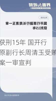 获刑15年 国开行原副行长周清玉受贿案一审宣判