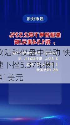 欧陆科仪盘中异动 快速下挫5.37%报1.41美元