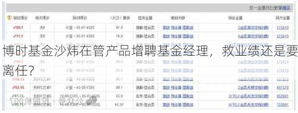 博时基金沙炜在管产品增聘基金经理，救业绩还是要离任？