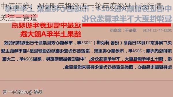 中信证券：A股明年将经历一轮年度级别上涨行情，关注三赛道