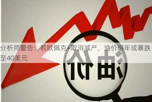 分析师警告：若欧佩克+取消减产，油价明年或暴跌至40美元