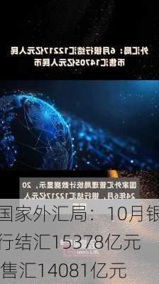 国家外汇局：10月银行结汇15378亿元 售汇14081亿元