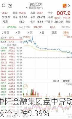 中阳金融集团盘中异动 股价大跌5.39%