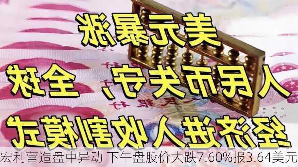 宏利营造盘中异动 下午盘股价大跌7.60%报3.64美元