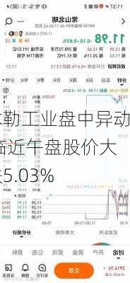 木勒工业盘中异动 临近午盘股价大跌5.03%