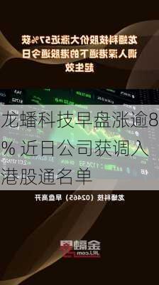 龙蟠科技早盘涨逾8% 近日公司获调入港股通名单